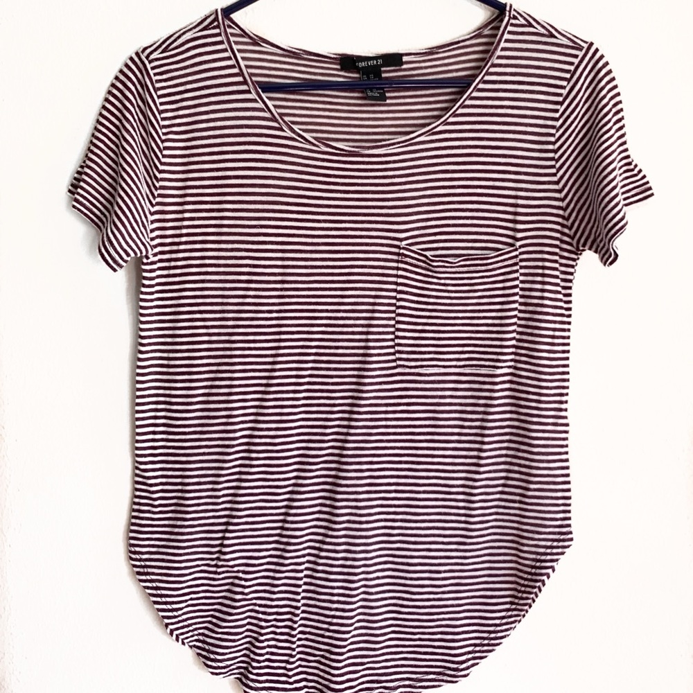 Curved hem striped top